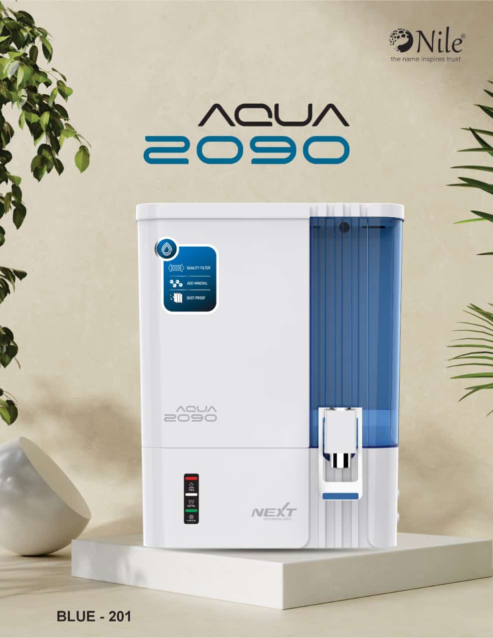 Aqua 2090 RO water purifier, blue